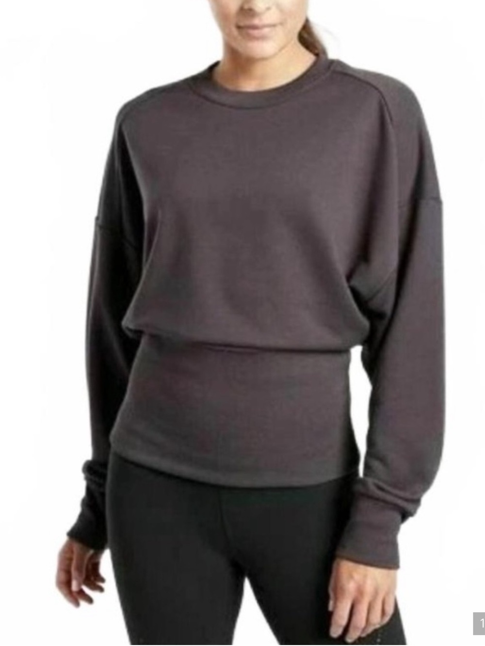 Athleta Potrero Dolman Sleeve Sweatshirt Crew Neck Long Sleeves Shale Medium M